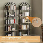 Bookshelf for Living Room - 71 Arched 5-Tier Bookcase with Metal Frame, Freestanding Storage Shelf for Bedroom, Office