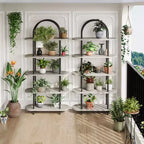 Bookshelf for Living Room - 71 Arched 5-Tier Bookcase with Metal Frame, Freestanding Storage Shelf for Bedroom, Office
