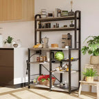 Industrial Kitchen Bakers Rack with Power Outlet - 6-Tier Space-Saving Microwave Stand