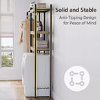 Adjustable Laundry Organizer - 4-Tier Storage Shelf with Drying Hooks (Gray/Black)