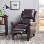 Contemporary Upholstered Pushback Recliner with Birch Wood Legs
