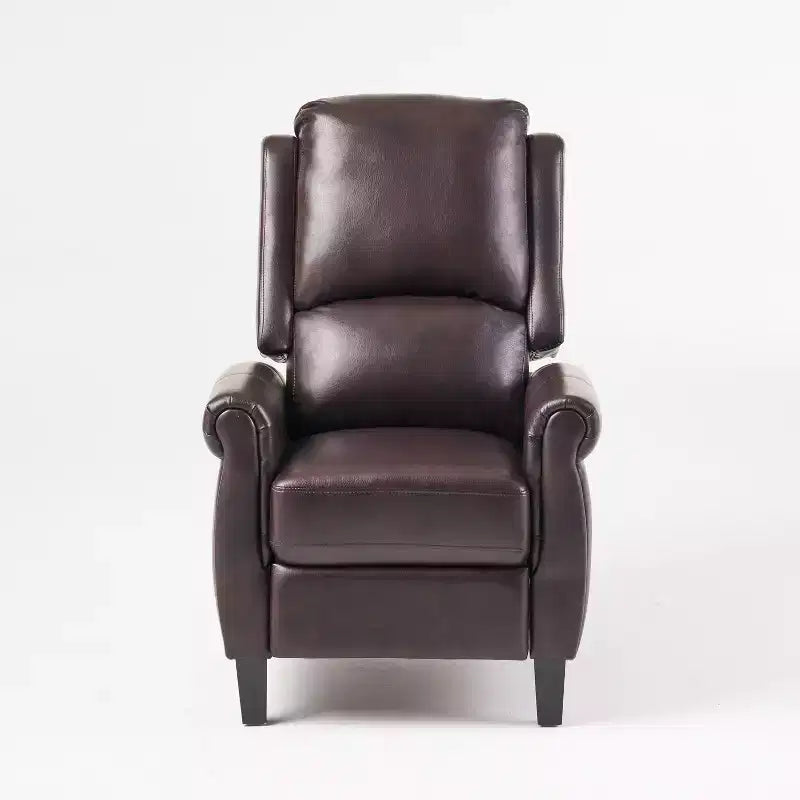 Contemporary Upholstered Pushback Recliner with Birch Wood Legs
