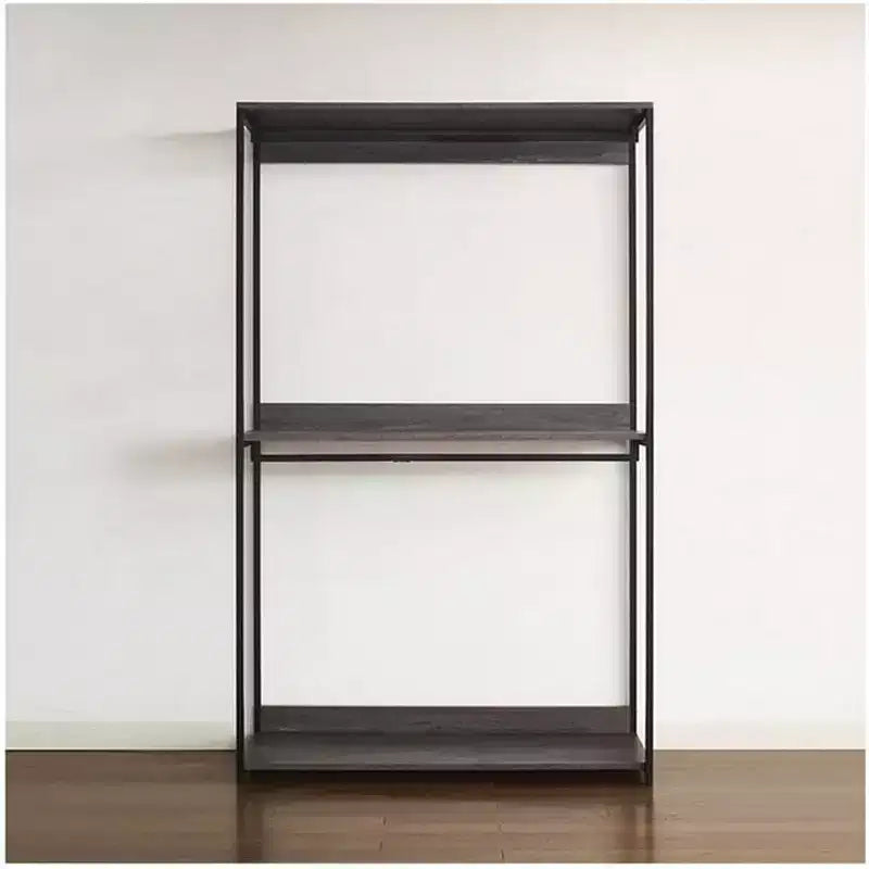 Black Wood Composite Closet System for Universal Storage with Storage Bins