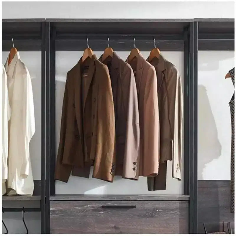 Black Wood Composite Closet System for Universal Storage with Storage Bins