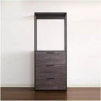 Black Wood Composite Closet System for Universal Storage with Storage Bins