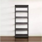 Black Wood Composite Closet System for Universal Storage with Storage Bins