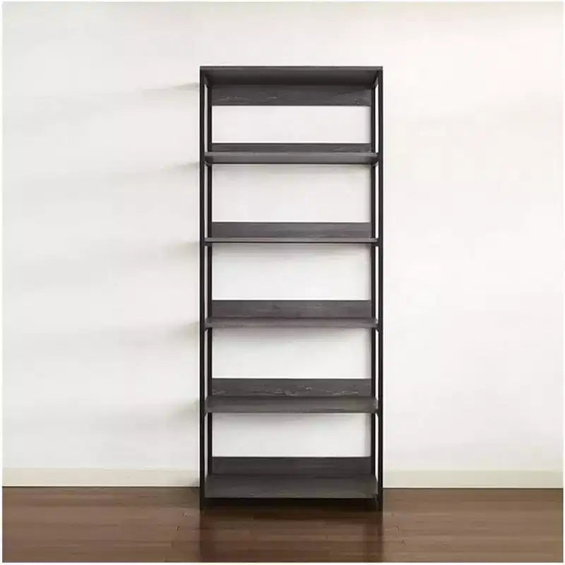 Black Wood Composite Closet System for Universal Storage with Storage Bins