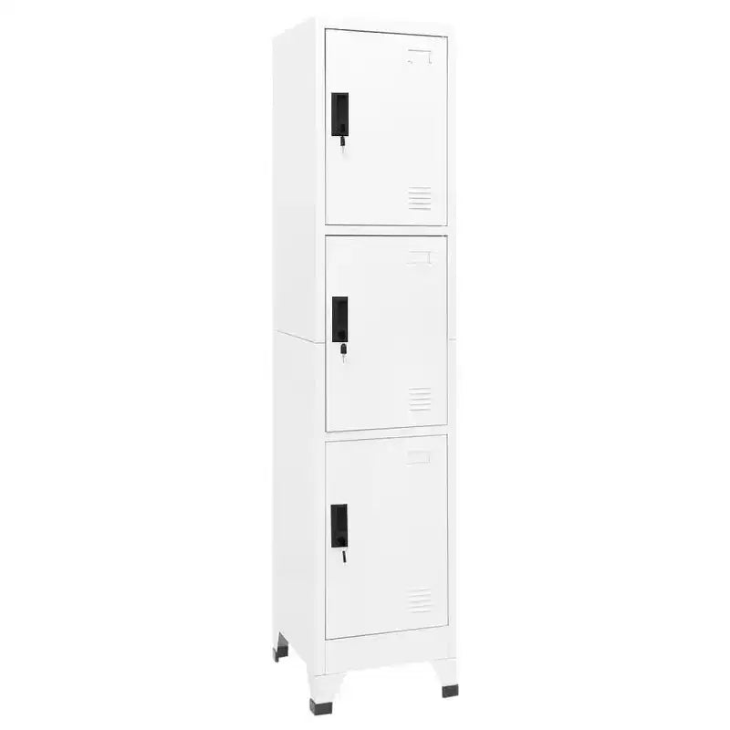 Locker Cabinet White Steel 70.9 in Height