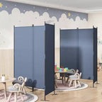 3-Panel 6ft Room Divider Folding Fabric Privacy Screen w/Iron Frame Gray