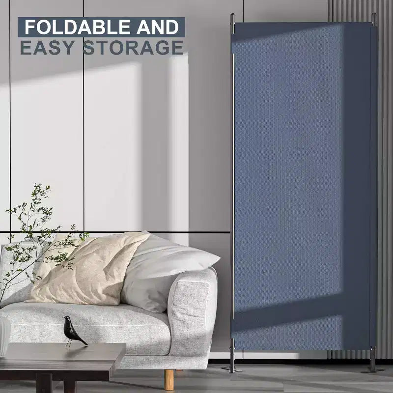 3-Panel 6ft Room Divider Folding Fabric Privacy Screen w/Iron Frame Gray