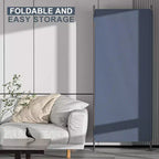 3-Panel 6ft Room Divider Folding Fabric Privacy Screen w/Iron Frame Gray
