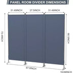 3-Panel 6ft Room Divider Folding Fabric Privacy Screen w/Iron Frame Gray
