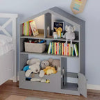 3-Tier Kids Bookshelf with Motion Sensor Light, Toy Storage Organizer, Wooden House-Shaped Book Rack for Bedroom or Playroom, 47.2" Tall