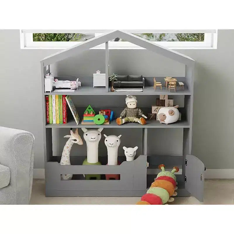 3-Tier Kids Bookshelf with Motion Sensor Light, Toy Storage Organizer, Wooden House-Shaped Book Rack for Bedroom or Playroom, 47.2" Tall