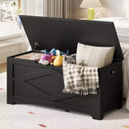 39.4 Storage Chest, Wooden Storage Bench with Safety Hinges, Easy Assembly, Large Toy Chest for Entryway, Living Room, Bedroom
