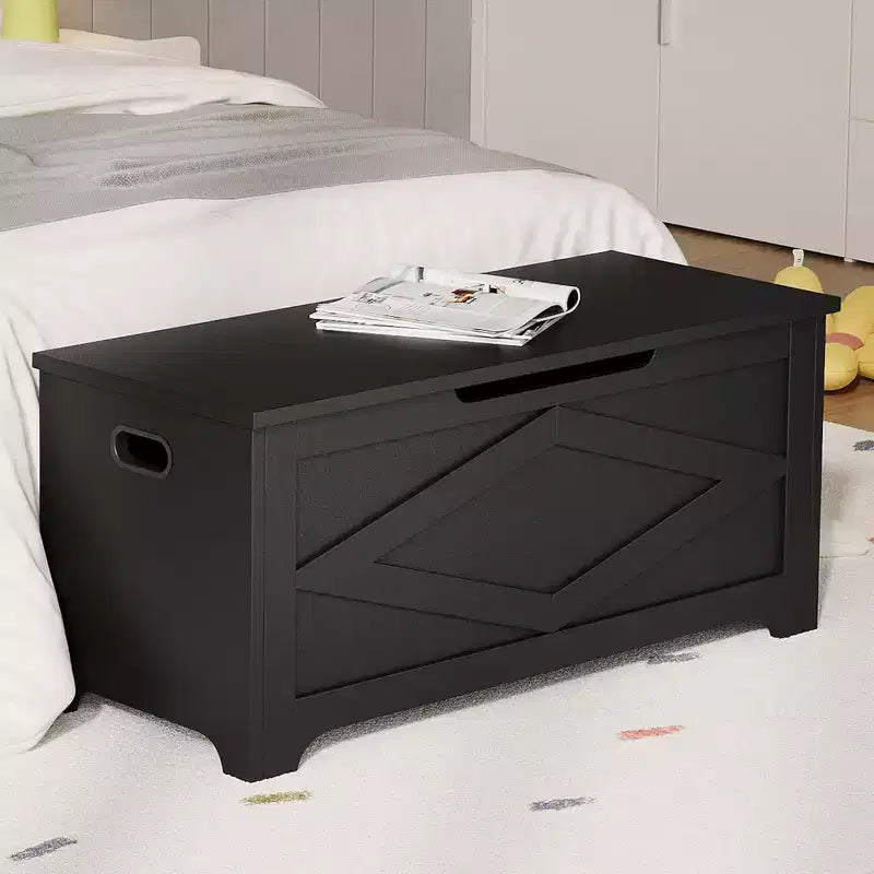 39.4 Storage Chest, Wooden Storage Bench with Safety Hinges, Easy Assembly, Large Toy Chest for Entryway, Living Room, Bedroom