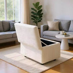 Corduroy Storage Ottoman, Soft Cushioned, Living Room