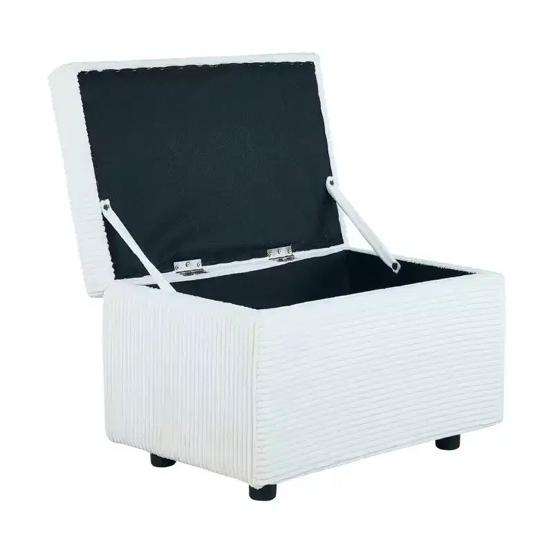 Corduroy Storage Ottoman, Soft Cushioned, Living Room