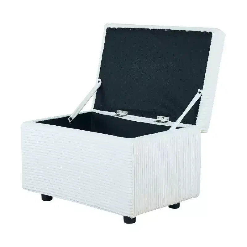 Corduroy Storage Ottoman, Soft Cushioned, Living Room