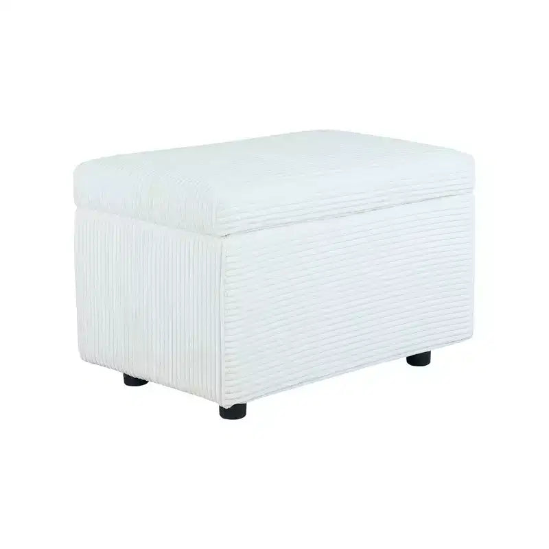 Corduroy Storage Ottoman, Soft Cushioned, Living Room