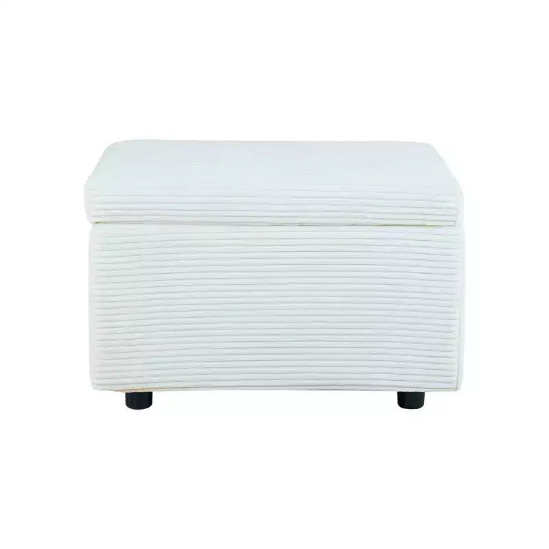 Corduroy Storage Ottoman, Soft Cushioned, Living Room