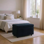Corduroy Storage Ottoman, Soft Cushioned, Living Room