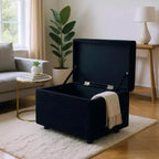 Corduroy Storage Ottoman, Soft Cushioned, Living Room