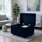 Corduroy Storage Ottoman, Soft Cushioned, Living Room