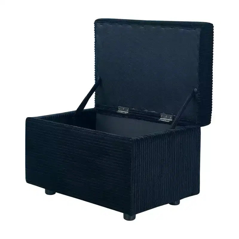 Corduroy Storage Ottoman, Soft Cushioned, Living Room