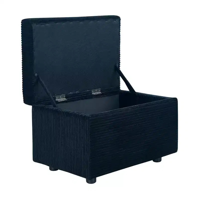 Corduroy Storage Ottoman, Soft Cushioned, Living Room