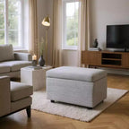 Corduroy Storage Ottoman, Soft Cushioned, Living Room