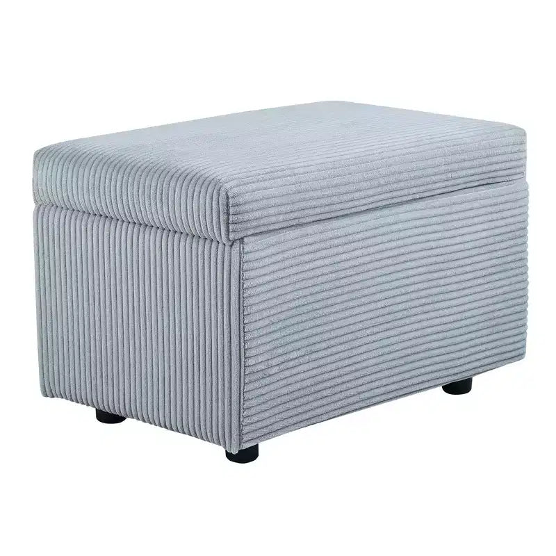 Corduroy Storage Ottoman, Soft Cushioned, Living Room