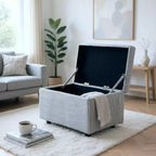Corduroy Storage Ottoman, Soft Cushioned, Living Room