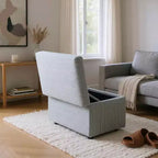 Corduroy Storage Ottoman, Soft Cushioned, Living Room