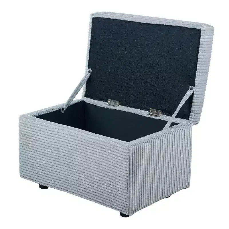 Corduroy Storage Ottoman, Soft Cushioned, Living Room