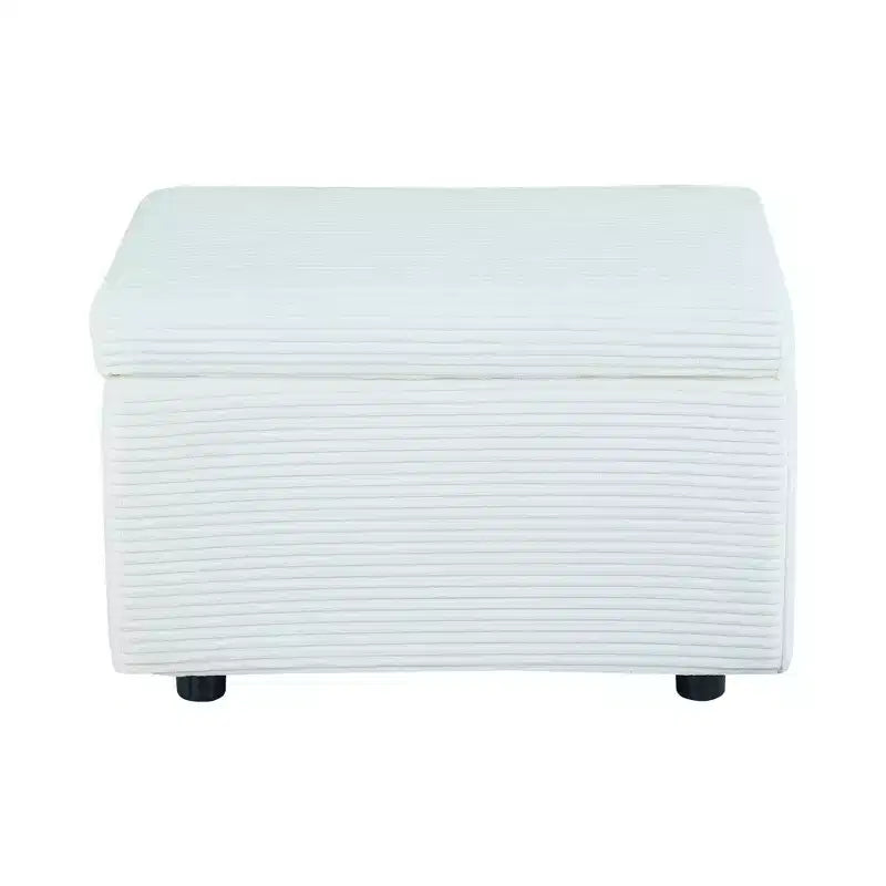 Corduroy Storage Ottoman, Soft Cushioned, Living Room