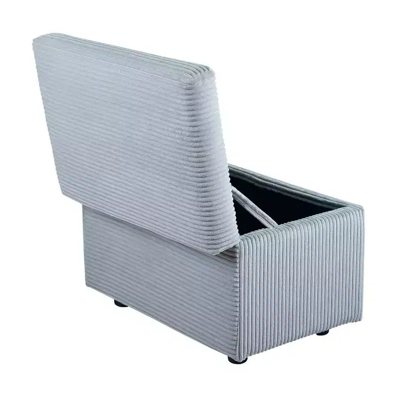 Corduroy Storage Ottoman, Soft Cushioned, Living Room