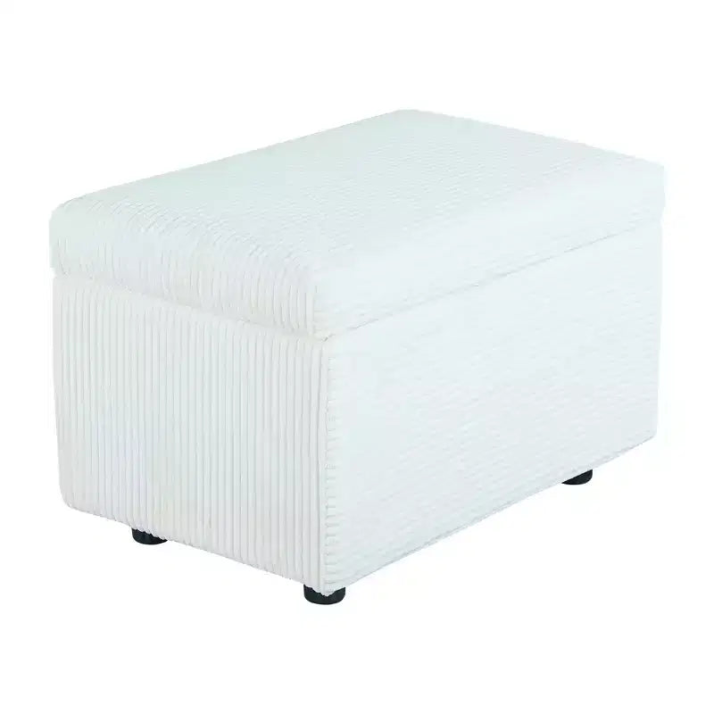 Corduroy Storage Ottoman, Soft Cushioned, Living Room