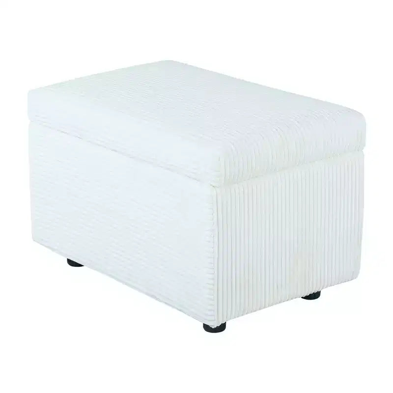 Corduroy Storage Ottoman, Soft Cushioned, Living Room