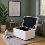 Corduroy Storage Ottoman, Soft Cushioned, Living Room