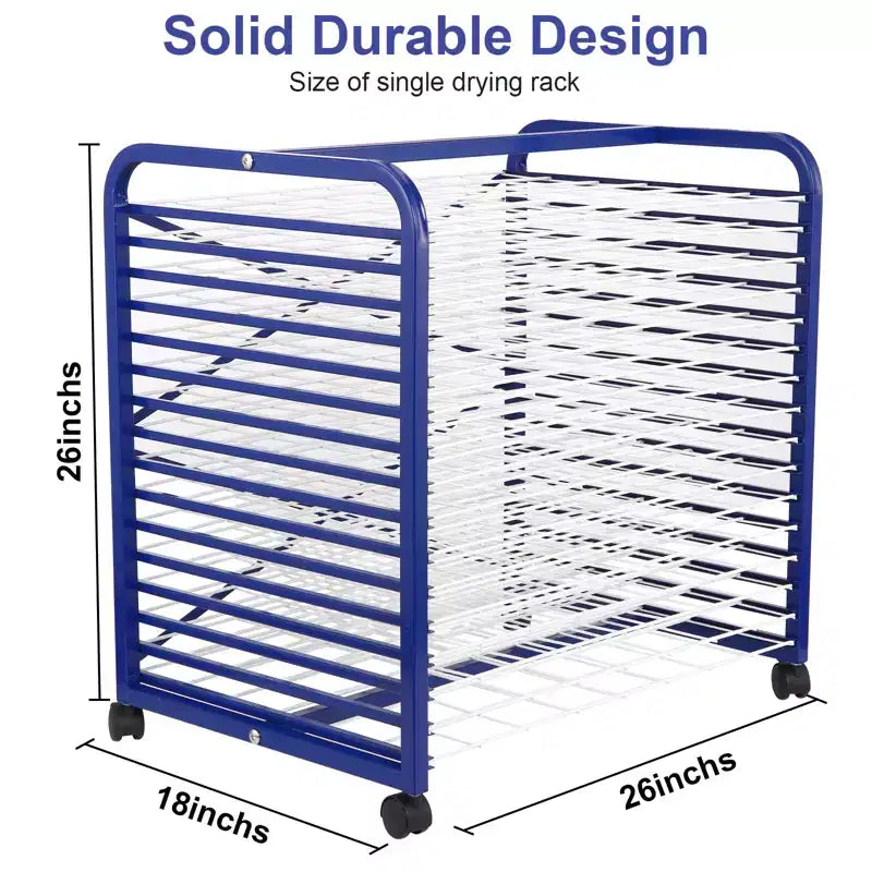 Mobile Art Drying Rack for Hanging Paintings, Suitable for Classrooms and Art Studios, Practical Heavy-Duty Storage Rack Equipped with Multiple Trays