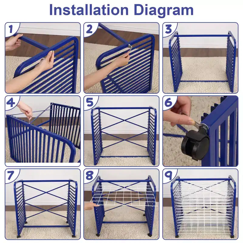 Mobile Art Drying Rack for Hanging Paintings, Suitable for Classrooms and Art Studios, Practical Heavy-Duty Storage Rack Equipped with Multiple Trays