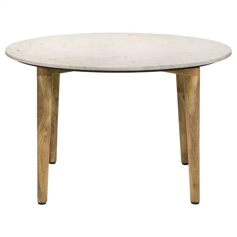 Round Marble Top Coffee Table White and