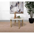 Round Marble Top Coffee Table White and