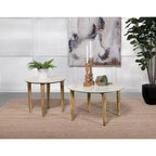 Round Marble Top Coffee Table White and