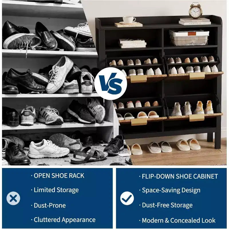 Fluted Narrow Shoe Storage Cabinet Organizer with Legs and 4 Flip Drawers, Freestanding Hidden Slim Shoe Storage for Entryway Living Room, Bedroom