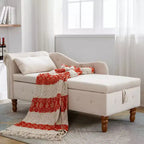 Velvet Chaise Lounge, Storage Pillow Nailhead Trim Rolled Arm, Living Room Bedroom Office, Beige