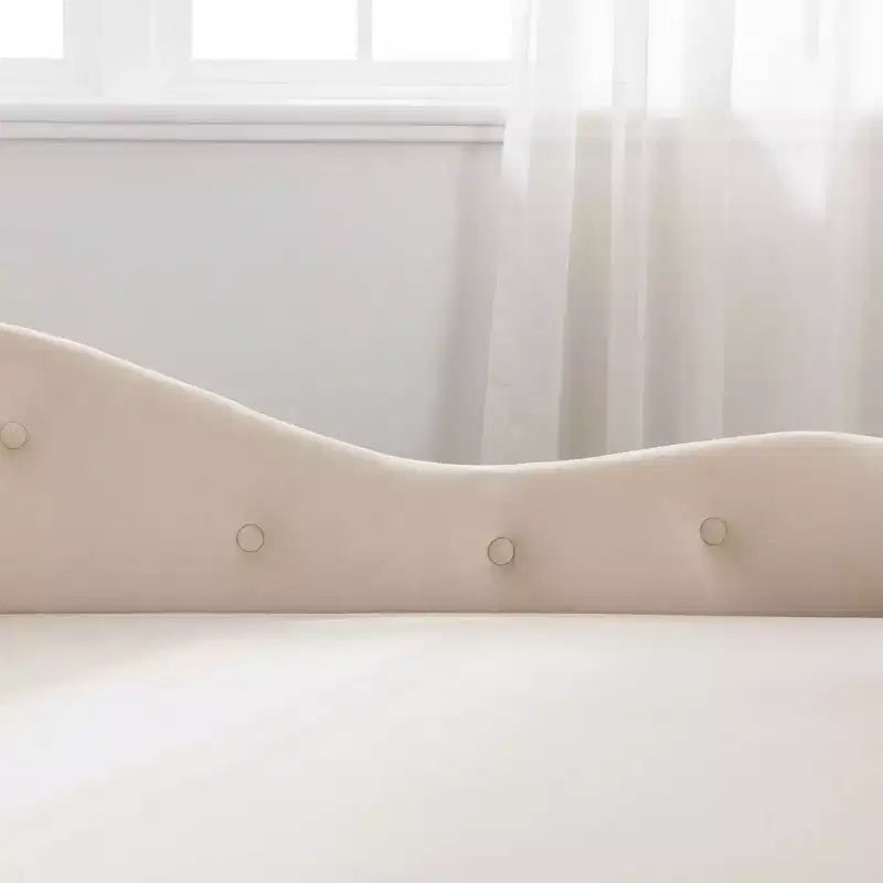 Velvet Chaise Lounge, Storage Pillow Nailhead Trim Rolled Arm, Living Room Bedroom Office, Beige