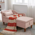 Velvet Chaise Lounge, Storage Pillow Nailhead Trim Rolled Arm, Living Room Bedroom Office, Beige