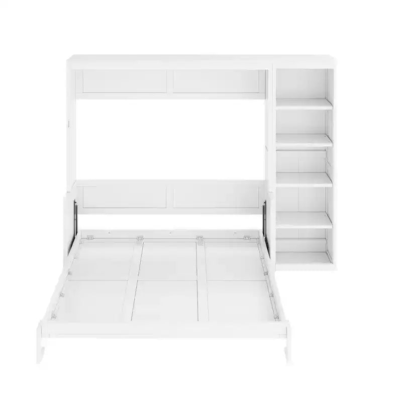 Space-Saving Solid Pine Wood Murphy Bed with Desk and Bookshelf